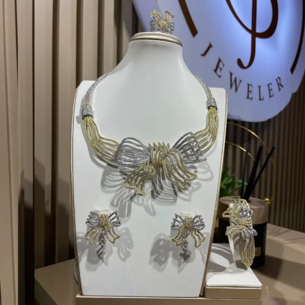 Two Tone Bow Jewelry Set