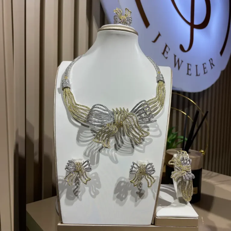 Two Tone Bow Jewelry Set