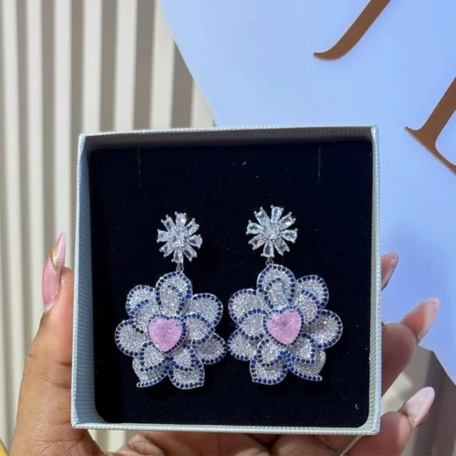 Blue and Pink Bloom Earring