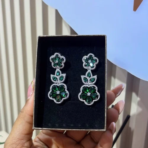 Green Floral Earrings