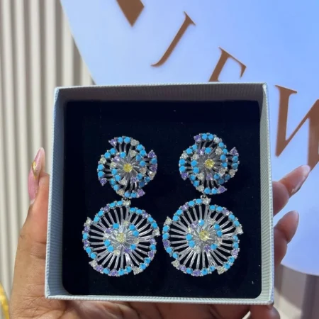 Teal Spiral Earrings