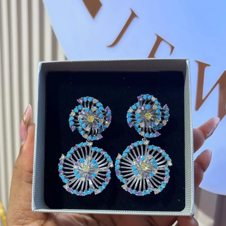 Teal Spiral Earrings