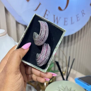 Cursive Pink Earring