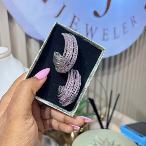 Cursive Pink Earring