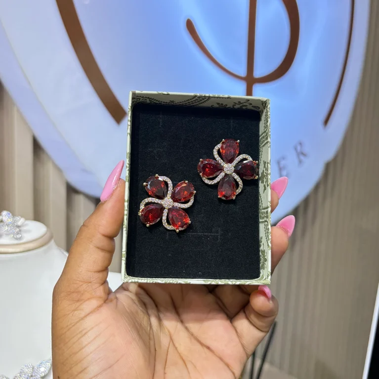 Red Floral Earring