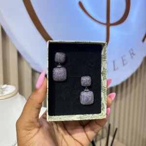 Purple n Black Square Earring