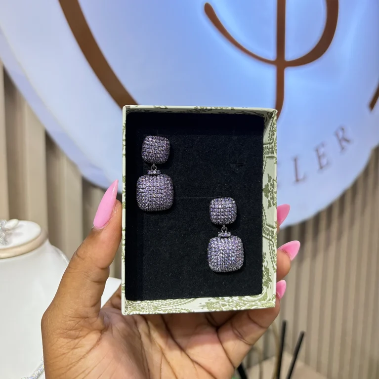 Purple n Black Square Earring