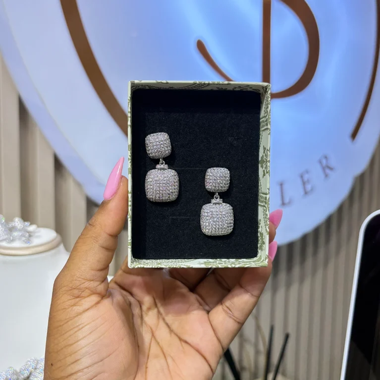 Silver Square Earrings