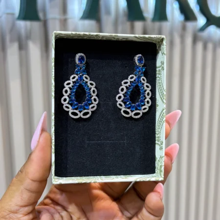 Royal Blue and silver Earring