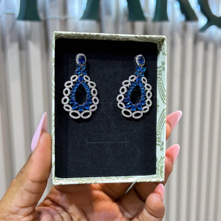 Royal Blue and silver Earring