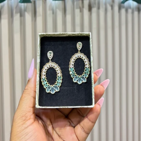 Gold and Light Green Earring
