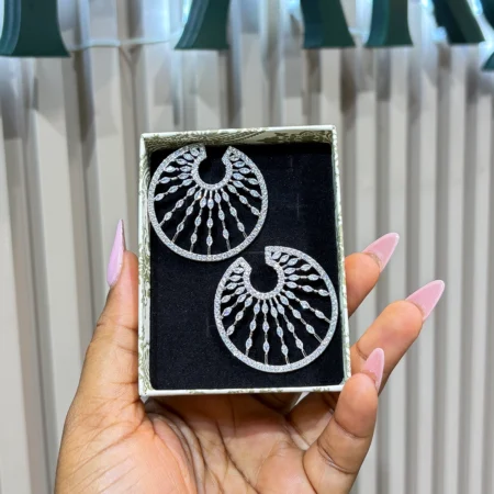 Cursive Silver Stud Earring
