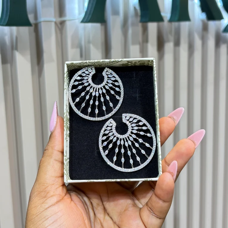 Cursive Silver Stud Earring