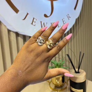 Minimal Cursive Cocktail Ring