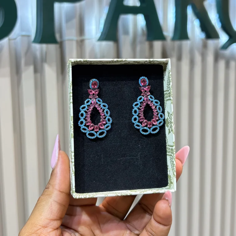 Royal Blue and Pink Earring