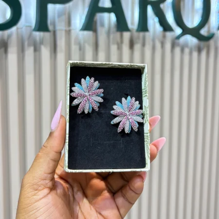 Teal and Pink Stud Earring