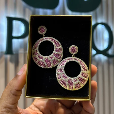 Round Pink Earring Holo