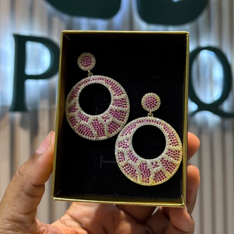 Round Pink Earring Holo