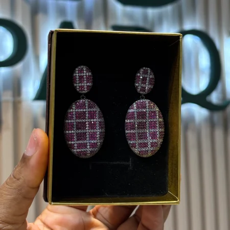 Oval Drop Magenta Earring